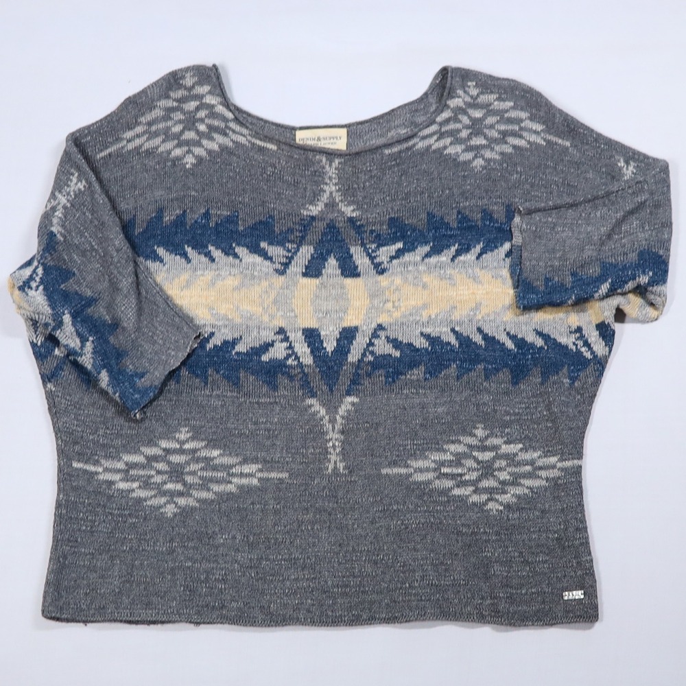 Denim & Supply Ralph Lauren Sweater Womens Small Gray Blue Southwestern Cotton
